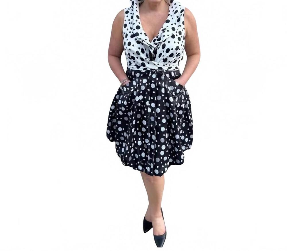 NEW SAMUEL DONG bubble mini dress in dots white